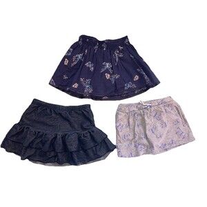 Girls 4/5 Skorts 3 Pc Lot Glittery Butterflies & Blues